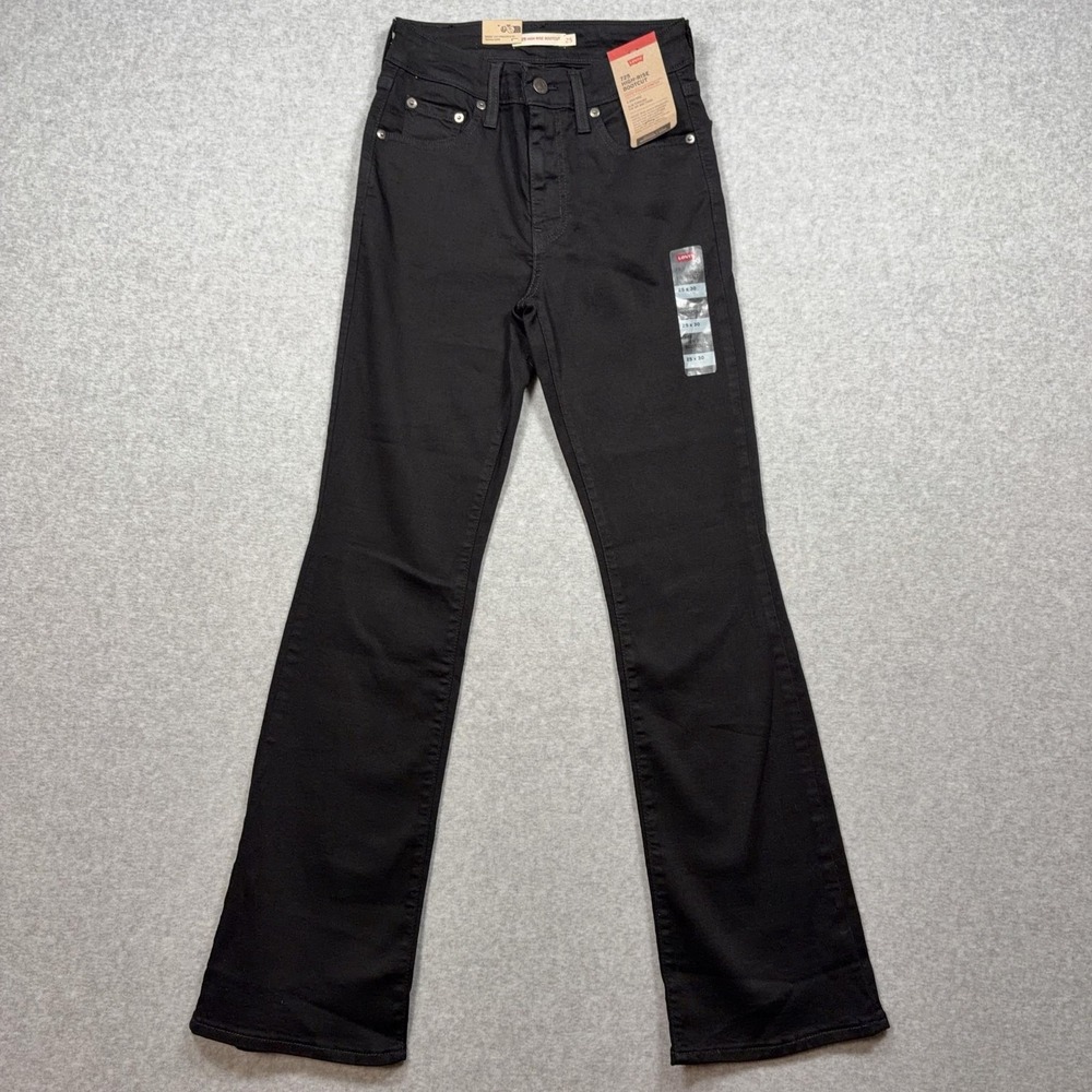 Levis 725 High Rise Bootcut Jeans Womens 25x30 Black Stellar Stretch NWT